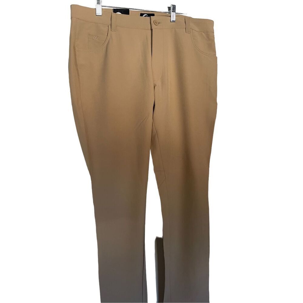 New Zyia Active Men's Khaki Office Athletic Chino Hybrid Tapered Pants Size XL